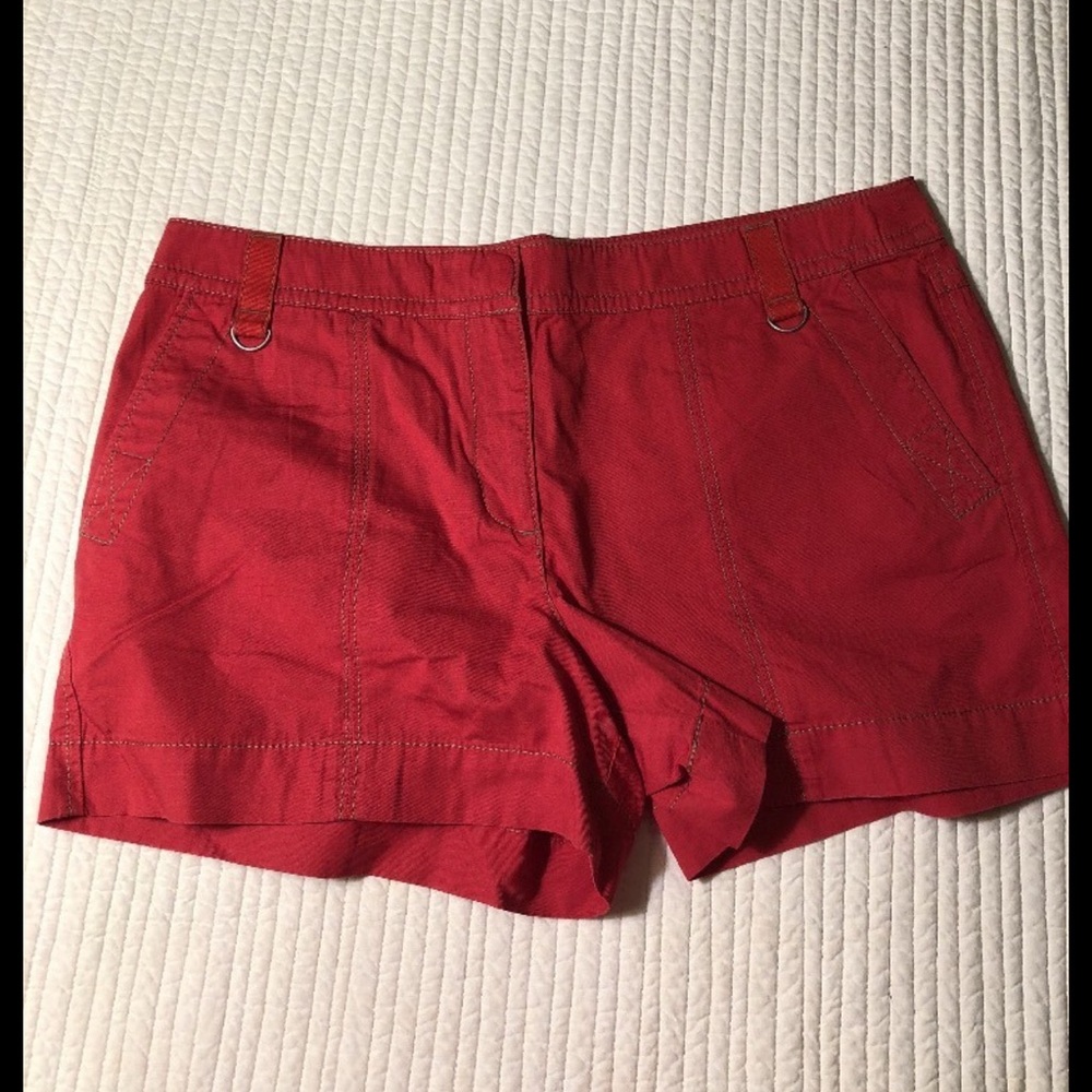 LOFT Red Cargo Shorts Tailored Cotton Blend